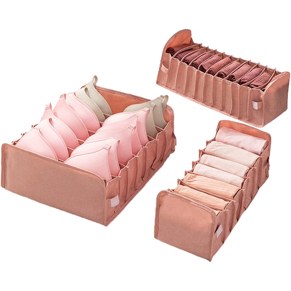 Set of 3Pcs Foldable Wardrobe Storage Box Pink