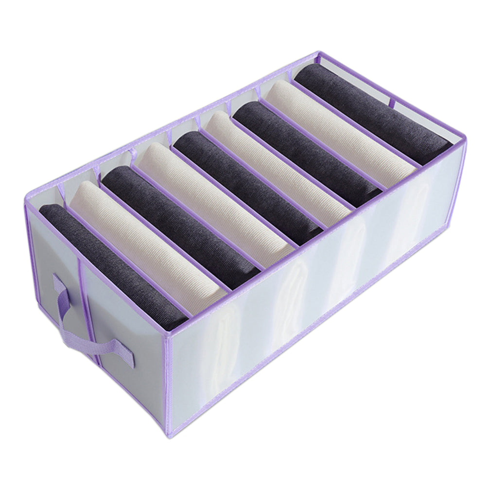 2Pcs 9 Grids Wardrobe Jeans Storage Divider Purple Grey
