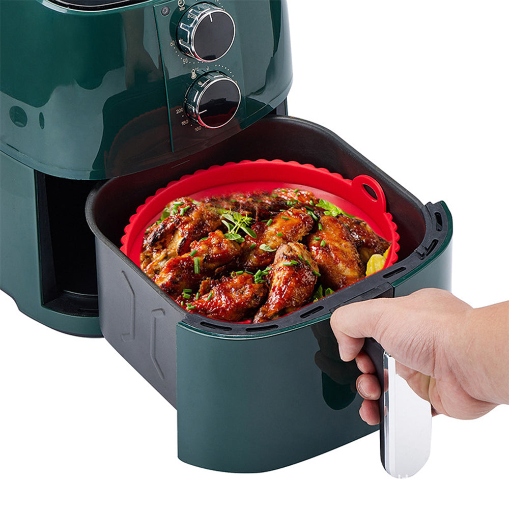 2Pcs 7.5 Inch Foldable Air Fryer Silicone Pot Red Green