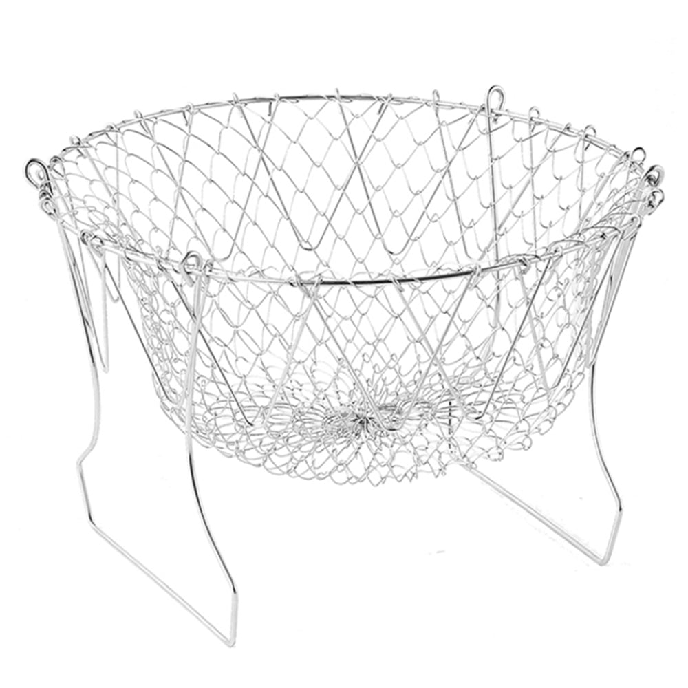 1X Kitchen Stainless Steel Folding Frying Basket