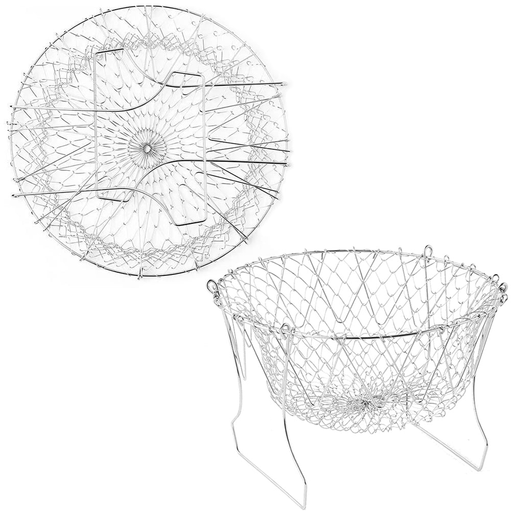 2X Kitchen Stainless Steel Folding Frying Basket