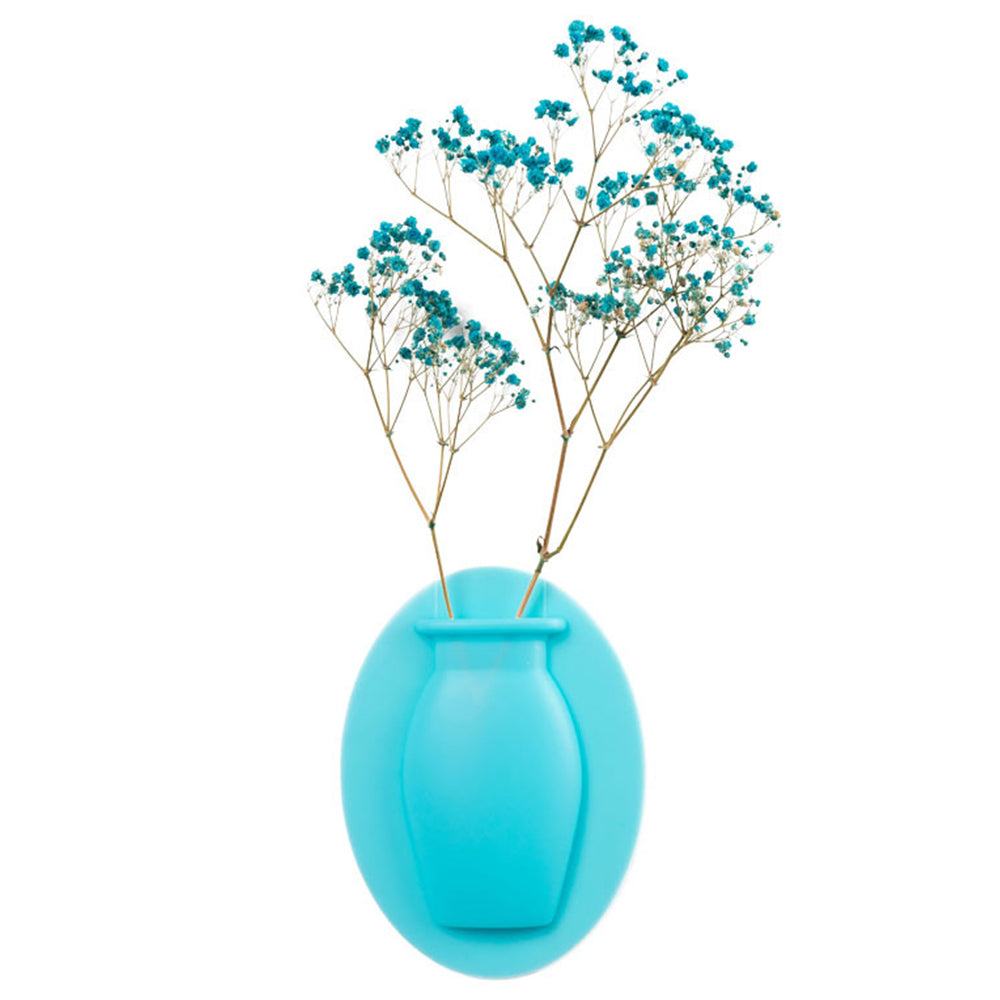 2Pcs Wall Mount Silicone Sticky Small Vase Blue