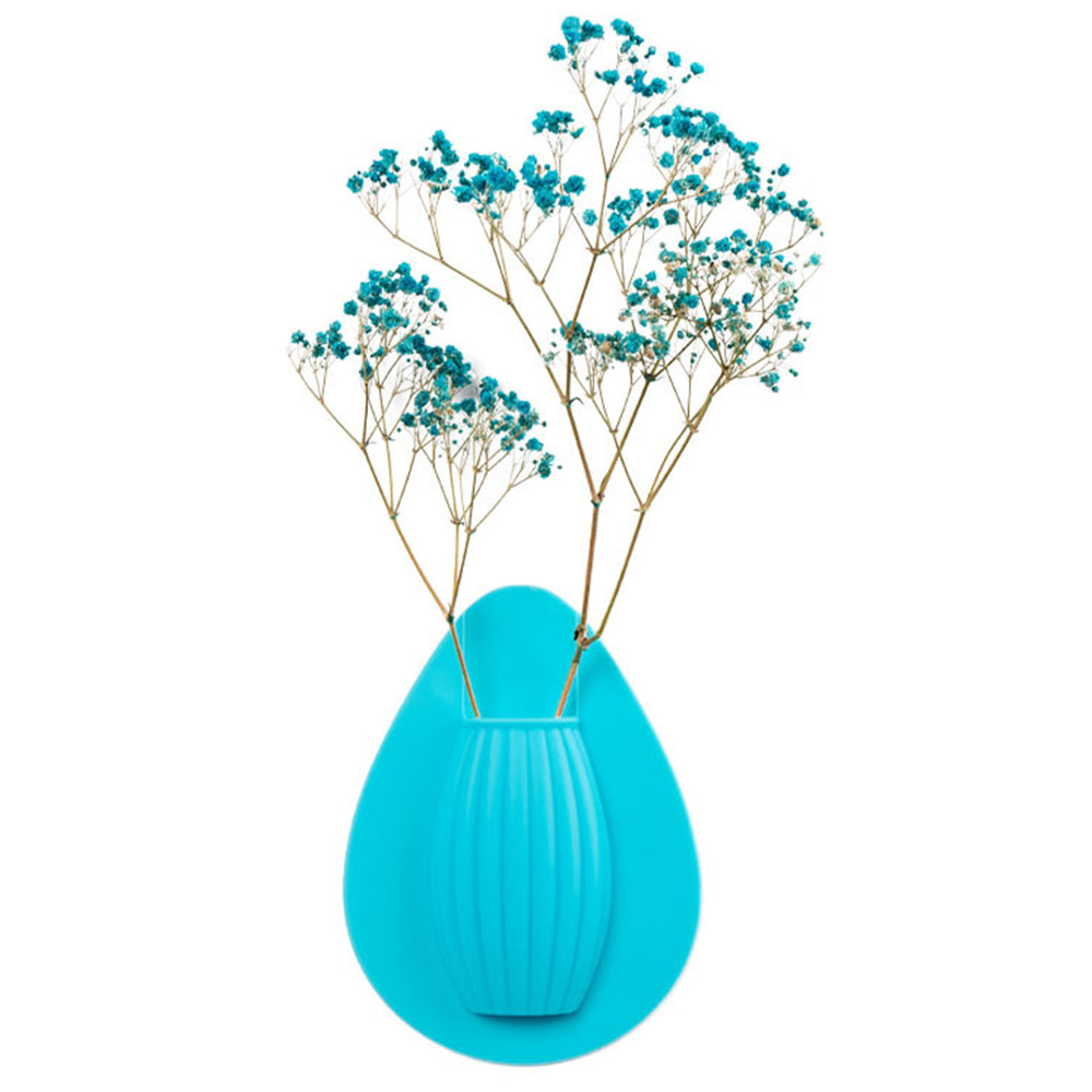 2Pcs Wall Mount Silicone Sticky Small Vase Blue