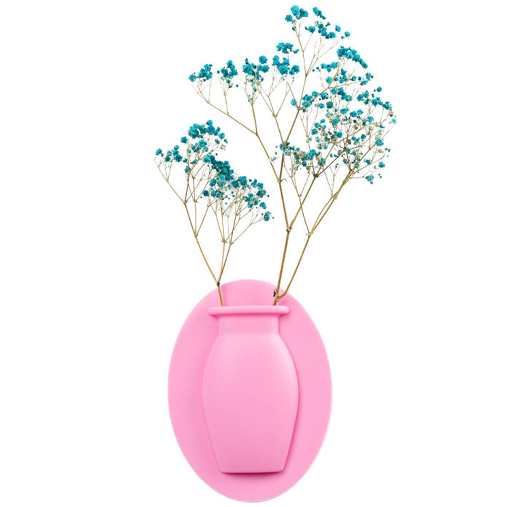 2Pcs Wall Mount Silicone Sticky Small Vase Pink