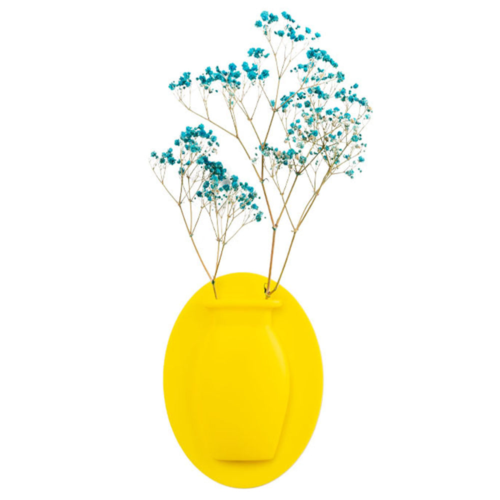 4Pcs Wall Mount Silicone Sticky Small Vase Yellow
