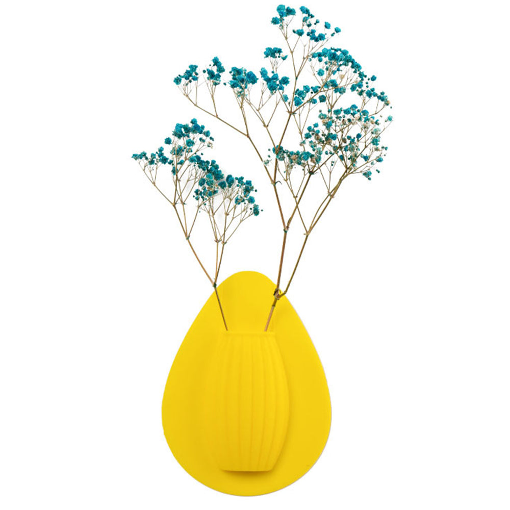 4Pcs Wall Mount Silicone Sticky Small Vase Yellow