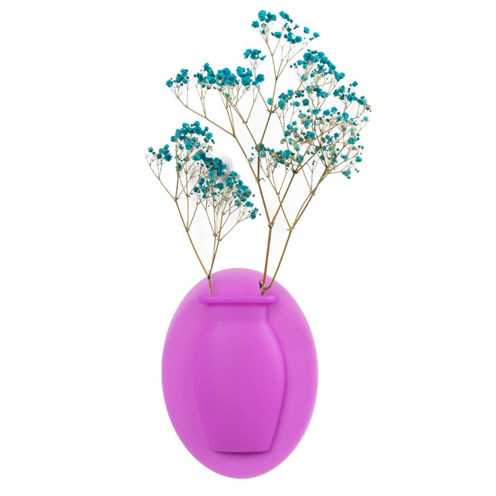 4Pcs Wall Mount Silicone Sticky Small Vase Purple