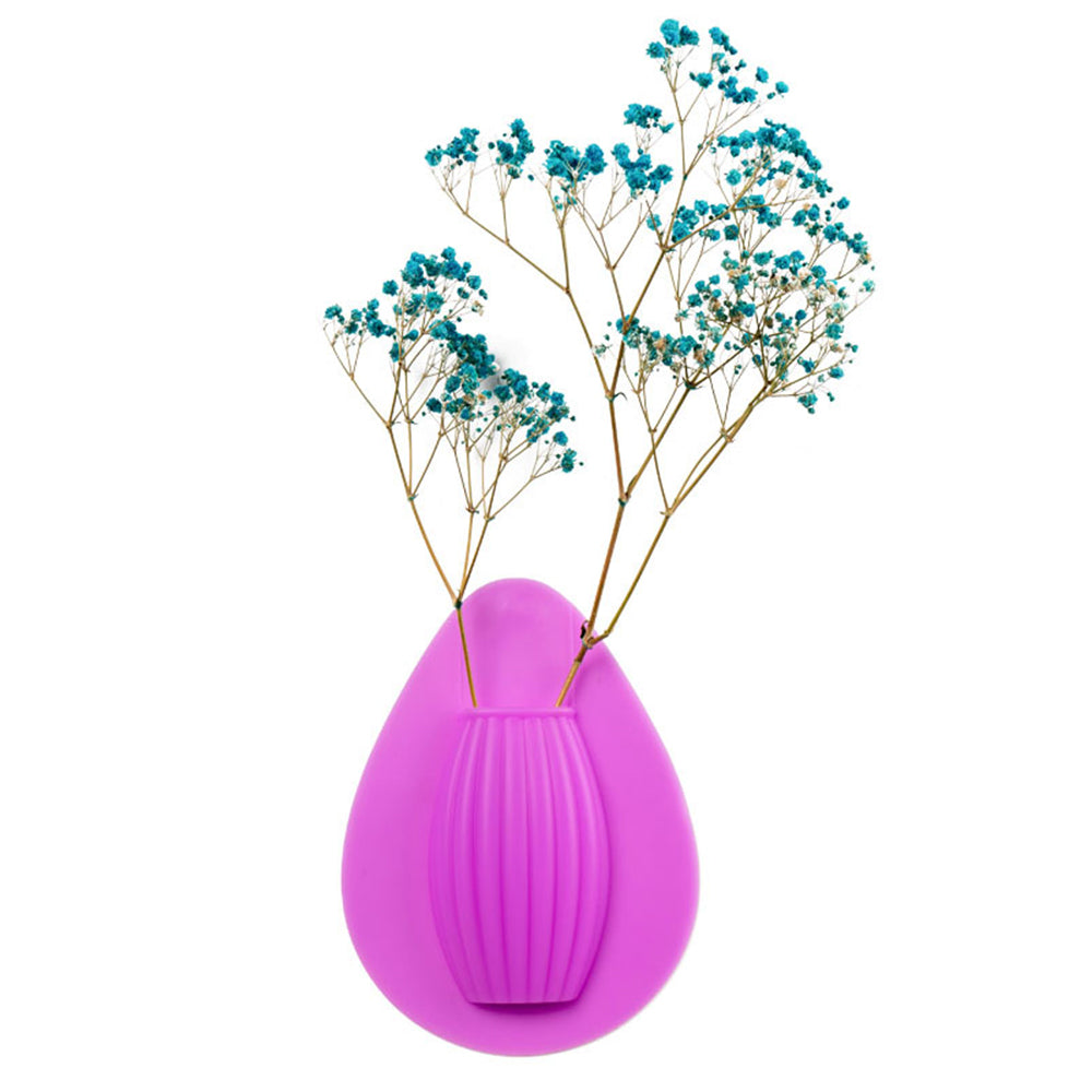 4Pcs Wall Mount Silicone Sticky Small Vase Purple