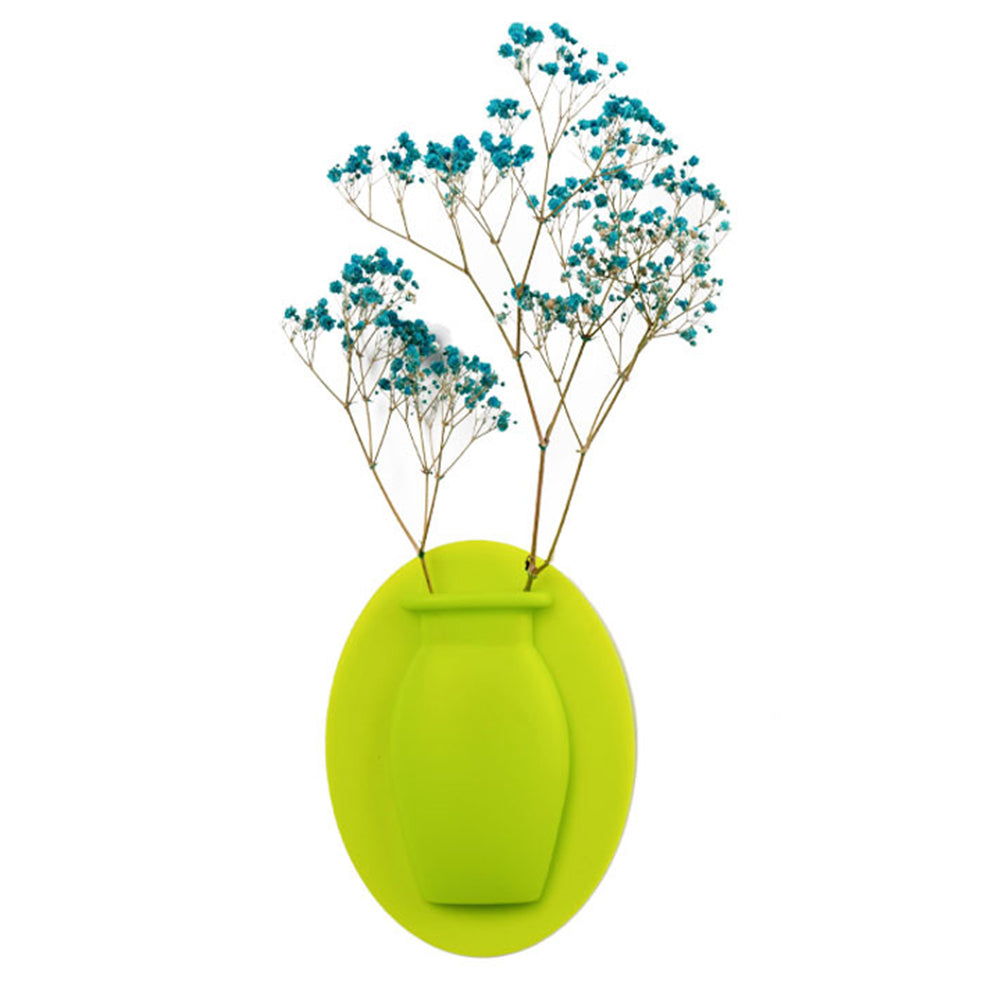 4Pcs Wall Mount Silicone Sticky Small Vase Green