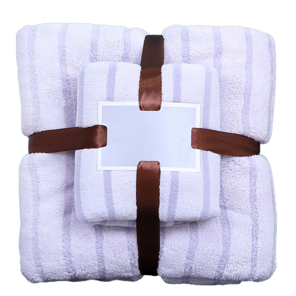 2Pcs Bath Towel and Towel Set Purple