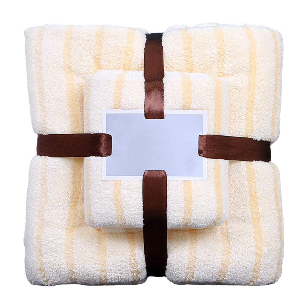 2Pcs Bath Towel and Towel Set Yellow