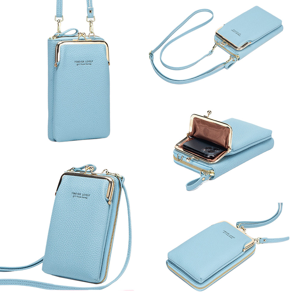2 X Womens Crossbody Mobile Phone Bag Blue Pink