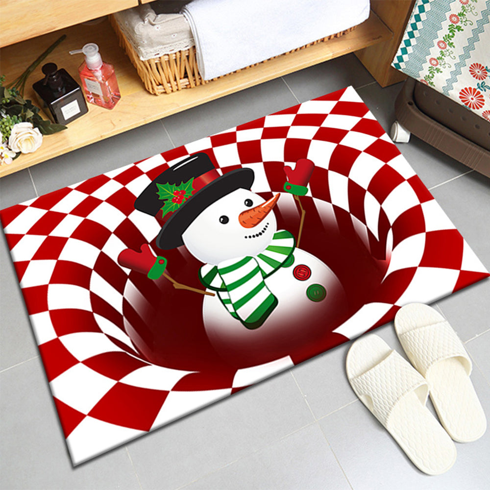 50x80cm 3D Vortex Illusion Christmas Floor Mat Xmas Doormat