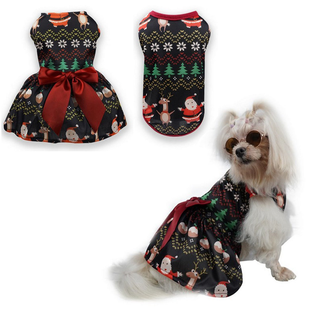 Christmas Theme Pet Vest and Dress Set Style 1 Small Size