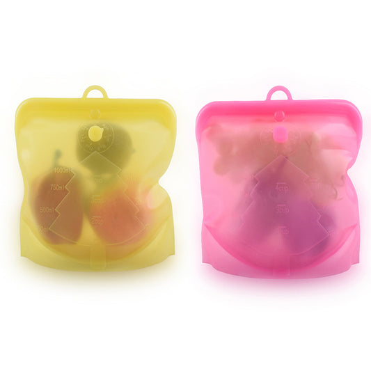 2Pcs Reusable Silicone Seal Food Storage Bag Yellow Rose Red