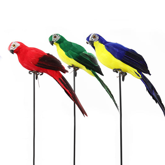 3Pcs 25cm Artificial Fake Parrot Lifelike Bird Garden Ornament Blue