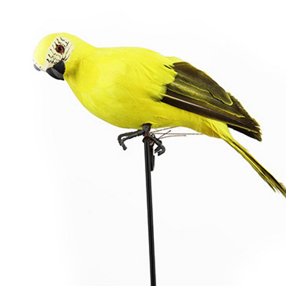 3Pcs 25cm Artificial Fake Parrot Lifelike Bird Garden Ornament Yellow