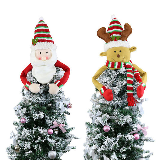 2X Santa Claus Elk Christmas Tree Topper Decor