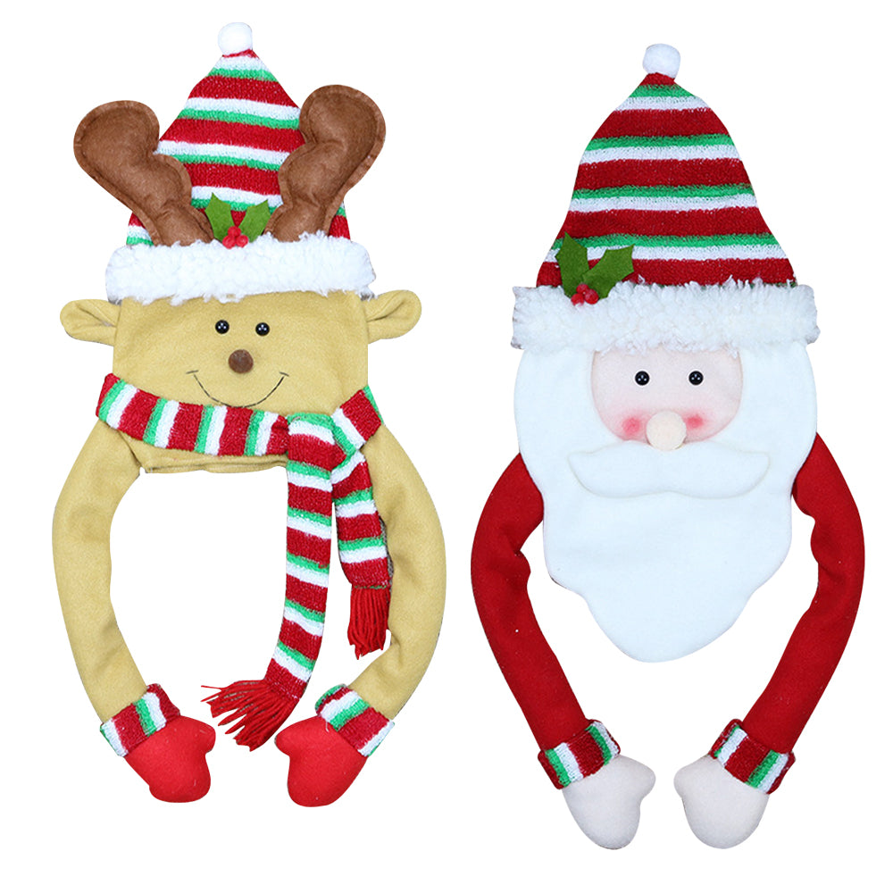 2X Santa Claus Elk Christmas Tree Topper Decor