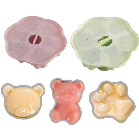 2X Silicone Ice Cube Tray Pudding Mould with Lid Pink and Green