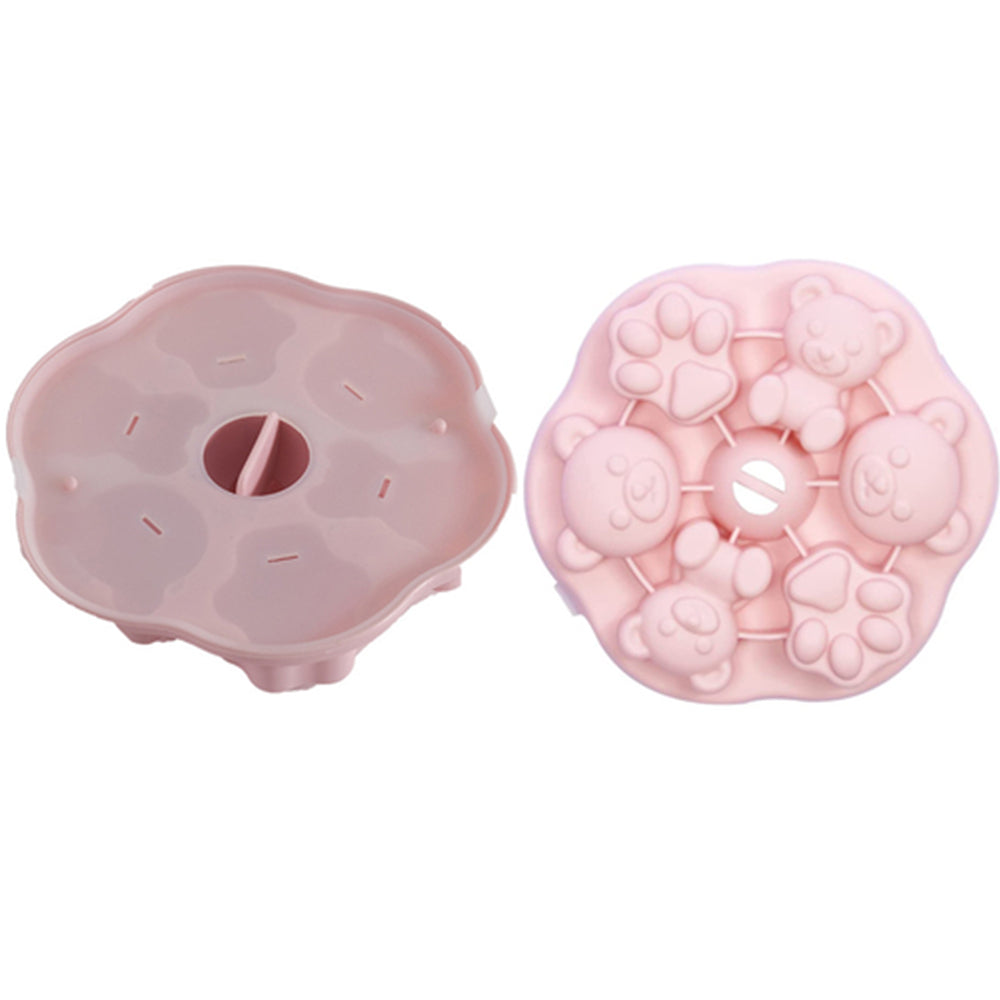 2X Silicone Ice Cube Tray Pudding Mould with Lid Pink and Green