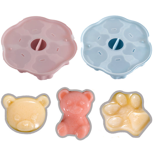 2X Silicone Ice Cube Tray Pudding Mould with Lid Pink and Blue