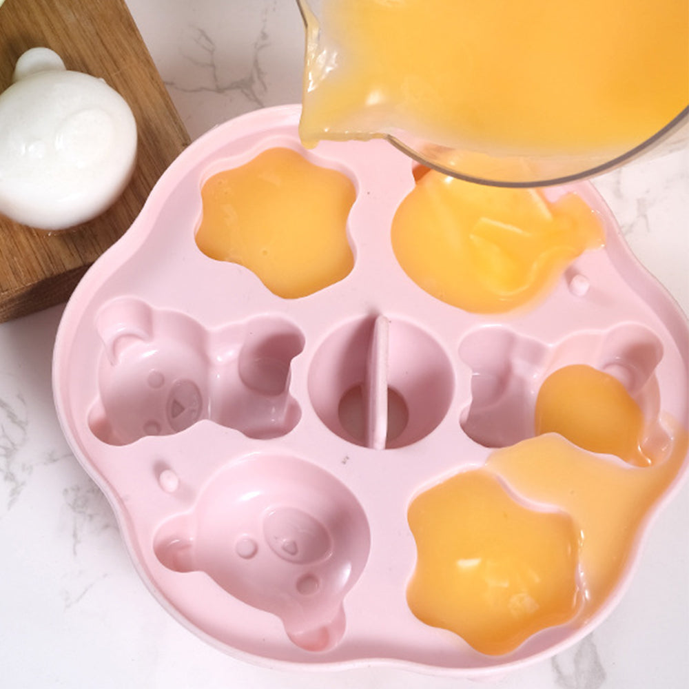 2X Silicone Ice Cube Tray Pudding Mould with Lid Pink and Blue