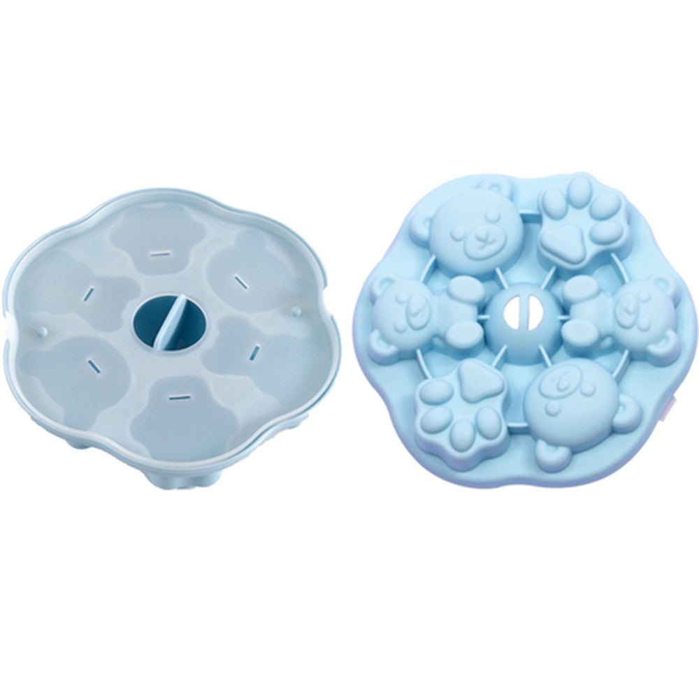 2X Silicone Ice Cube Tray Pudding Mould with Lid Pink and Blue