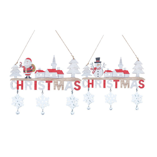 2X Santa Claus Snowman Christmas Wall Hanging Sign Xmas Decor