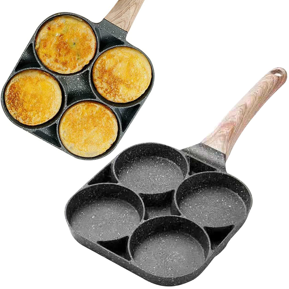2Pcs 4 Hole Nonstick Egg Frying Pan Omelets Pan
