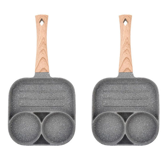 2Pcs 2 Hole Nonstick Egg Frying Pan Steak Frying Pot Omelets Pan