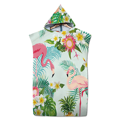74x110cm Flamingo Hooded Beach Towel Changing Bathrobe Style 1
