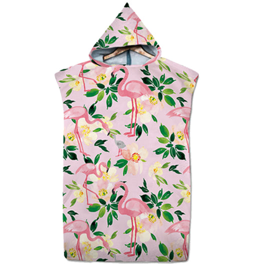 74x110cm Flamingo Hooded Beach Towel Changing Bathrobe Style 2