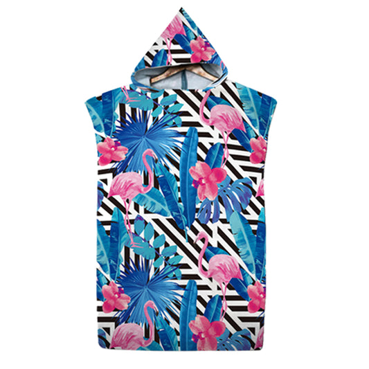 74x110cm Flamingo Hooded Beach Towel Changing Bathrobe Style 3