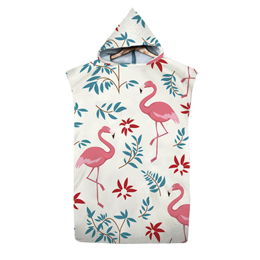 74x110cm Flamingo Hooded Beach Towel Changing Bathrobe Style 4