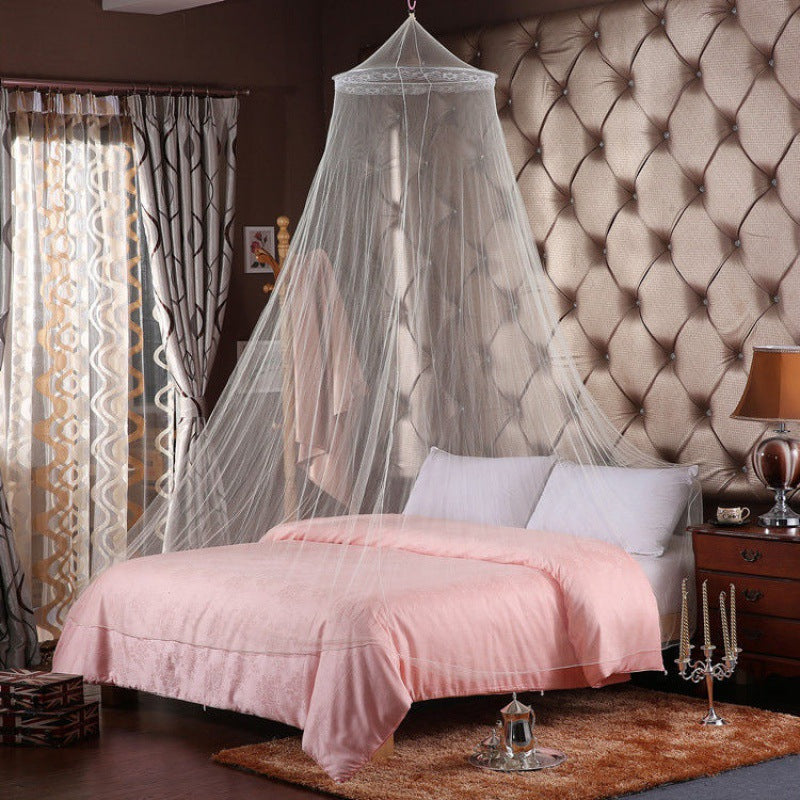 White Bed Canopy Dome Mosquito Net Hanging Tent Hanging Bed Curtain for Single Size Bed
