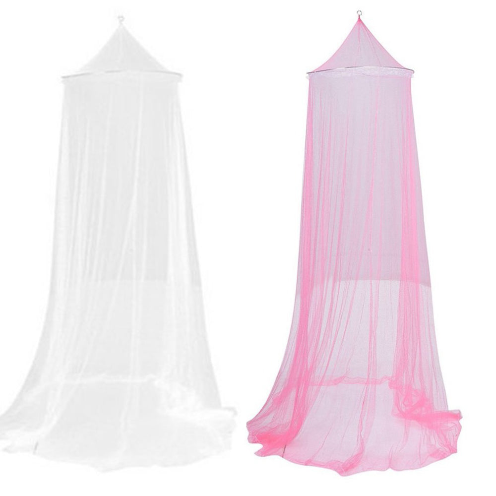 2X Dome Hanging Bed Canopy Mosquito Net Fit for Single Size Bed White and Pink