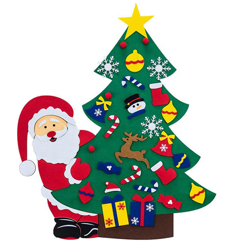 1X Kids DIY Felt Christmas Tree Set with 29pcs Detachable Ornaments