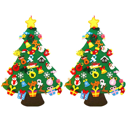 2X Kids DIY Felt Christmas Tree Set with 40pcs Detachable Ornaments