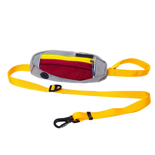 1X Hands Free Pet Dog Leash with Waist Bag Yellow