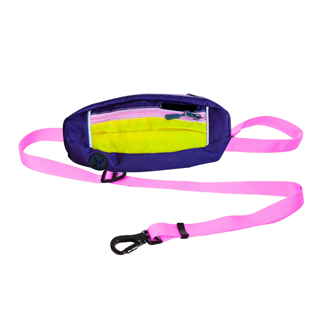 1X Hands Free Pet Dog Leash with Waist Bag Pink