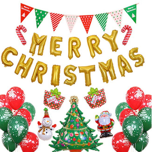 1 Set of Gold Merry Christmas Foil Balloons Decoration Home Party Decor