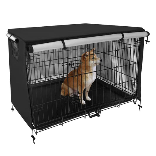 Wind Resistant Pet Dog Crate Cover Black Small Size
