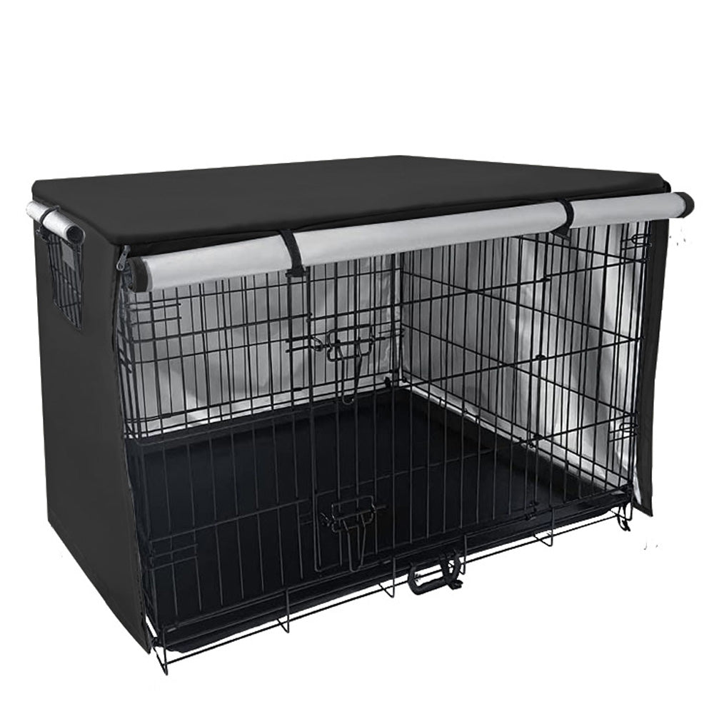 Wind Resistant Pet Dog Crate Cover Black Small Size