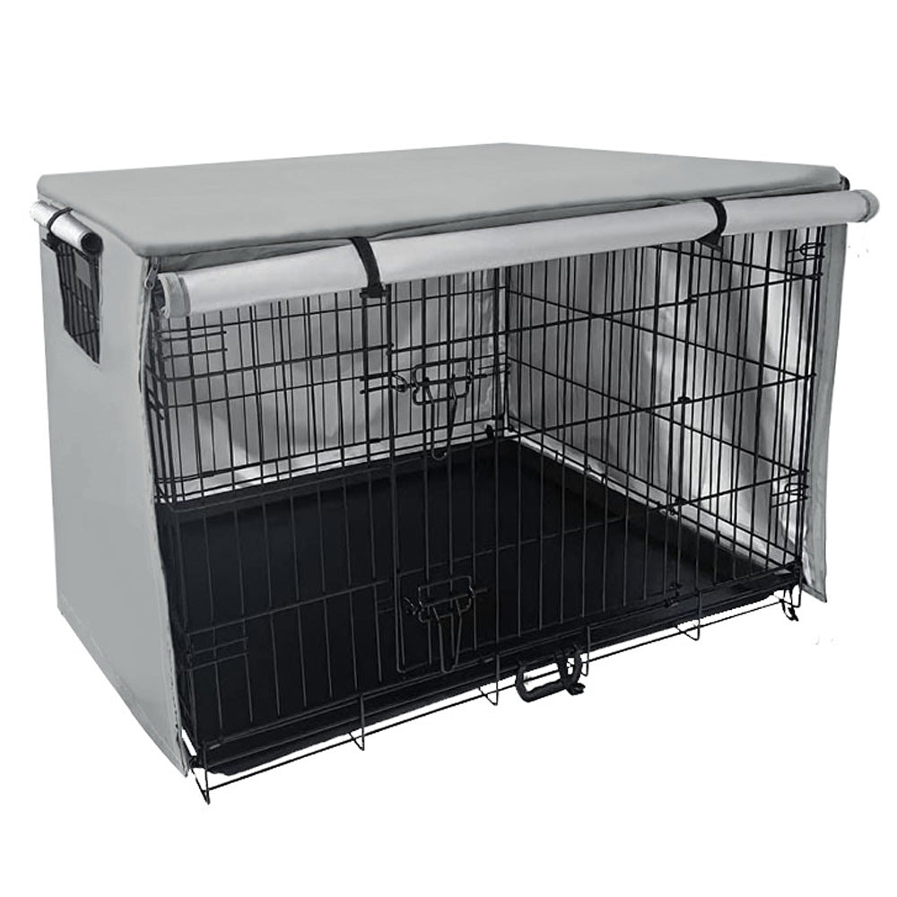 Wind Resistant Pet Dog Crate Cover Grey Large Size