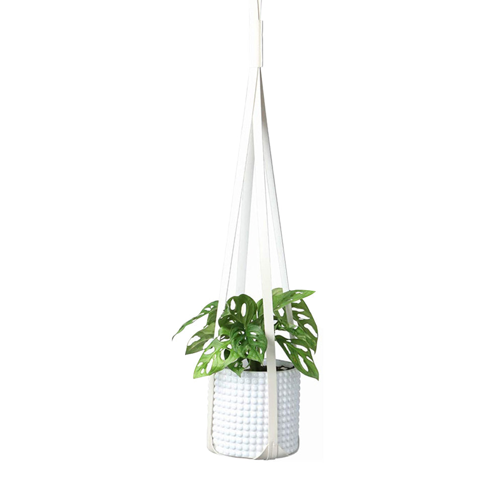 1Pc PU Leather Garden Plant Hanger Hanging Flower Pot Stand White