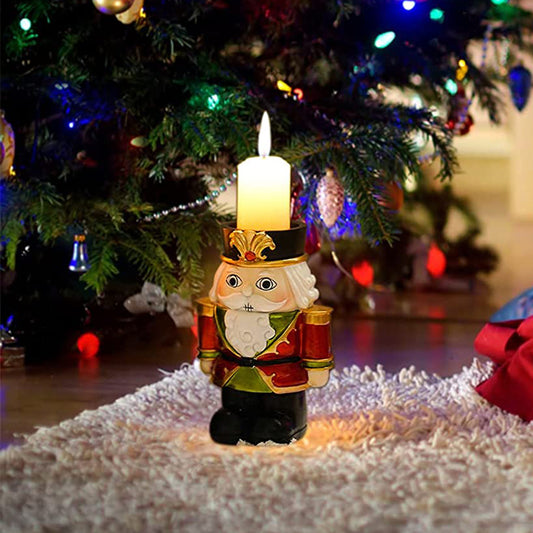 1Pc Christmas Nutcracker Candle Holder Desk Ornament Red