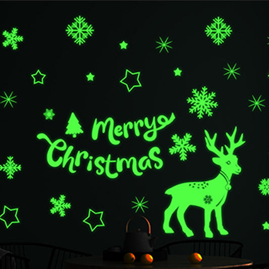 2 Sets of Glow in the Dark Christmas Static Window Stickers Style 1