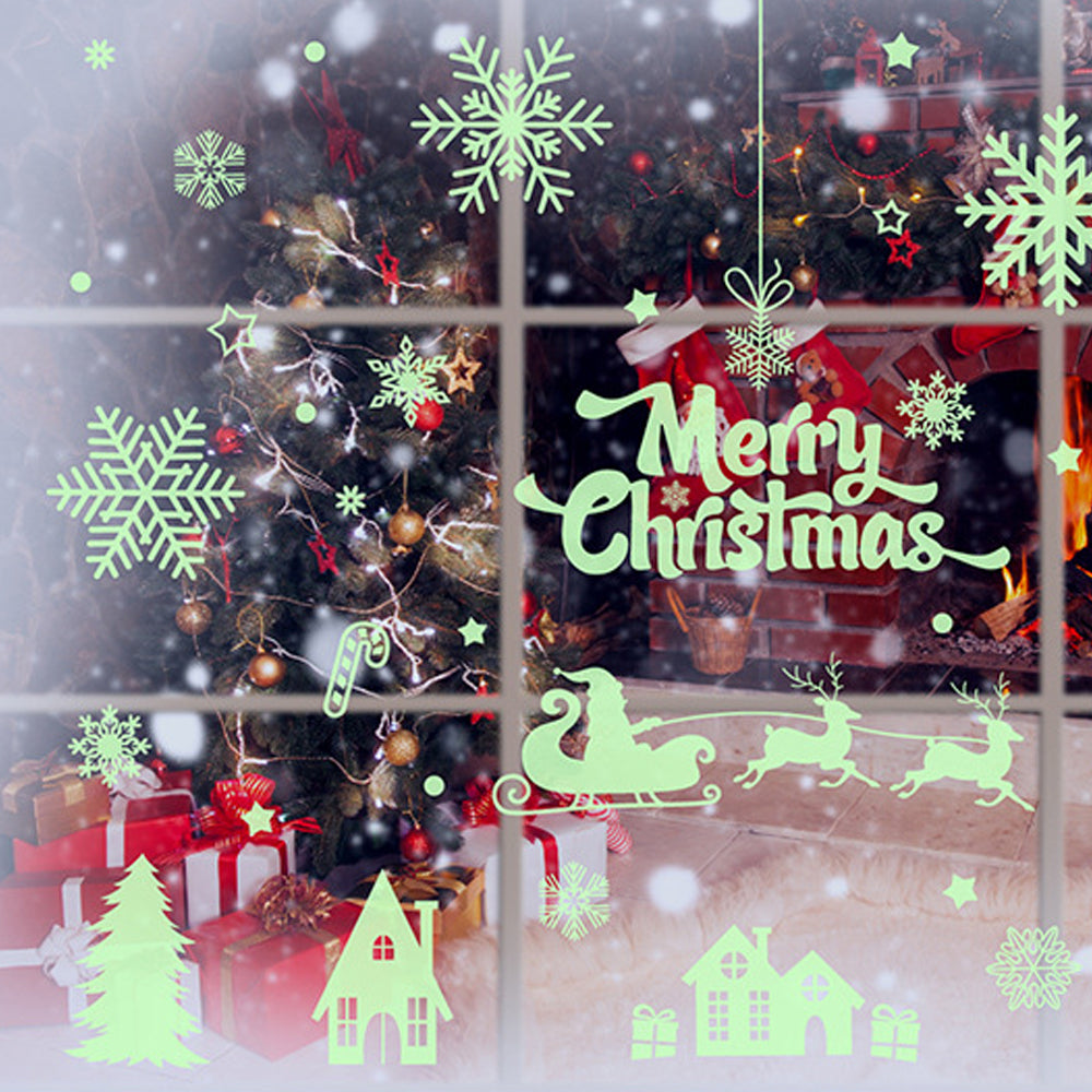 2 Sets of Glow in the Dark Christmas Static Window Stickers Style 2