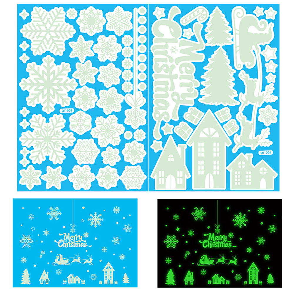 2 Sets of Glow in the Dark Christmas Static Window Stickers Style 2
